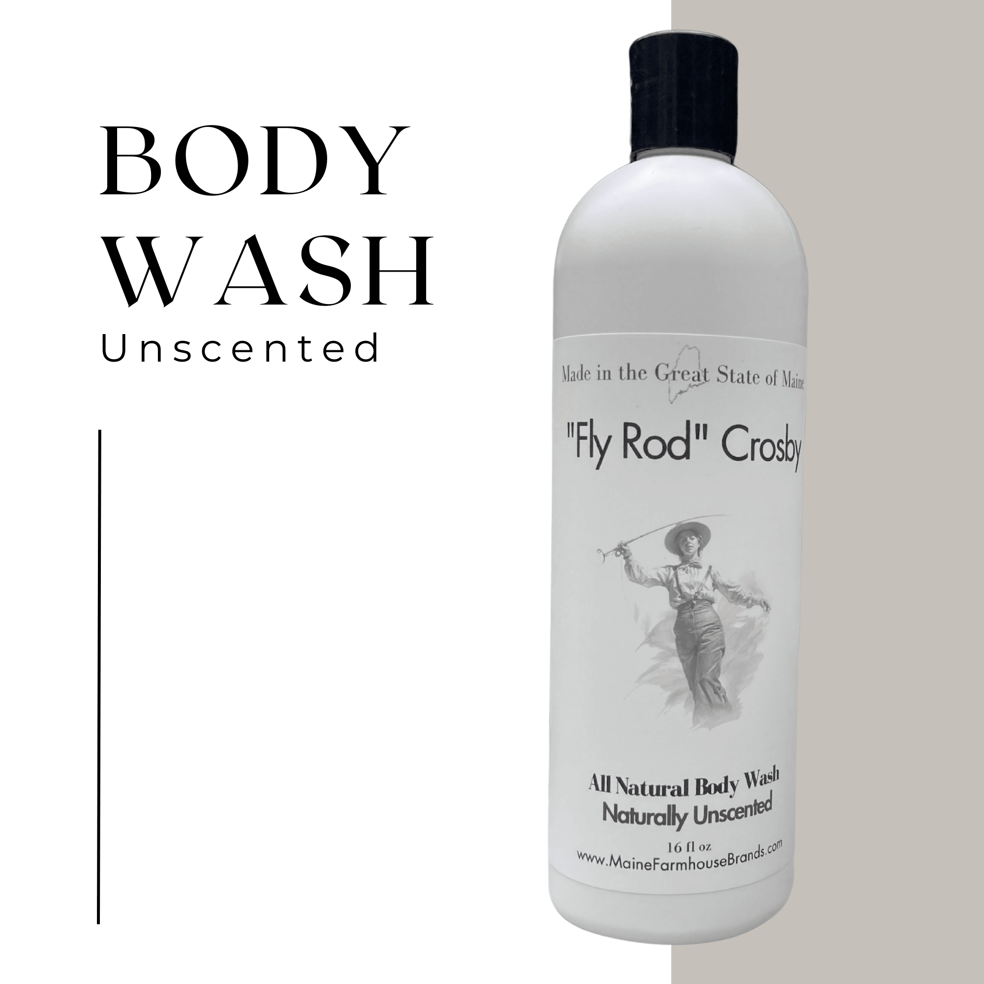 "Fly Rod" Crosby Body Wash Unscented Sensitive Skin Maine